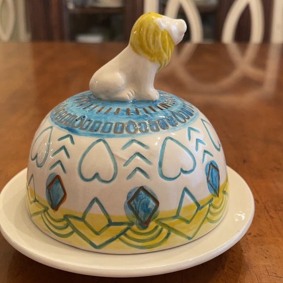 Anthropologie Dining Anthropologie Blue And Yellow Lion Butter Dish